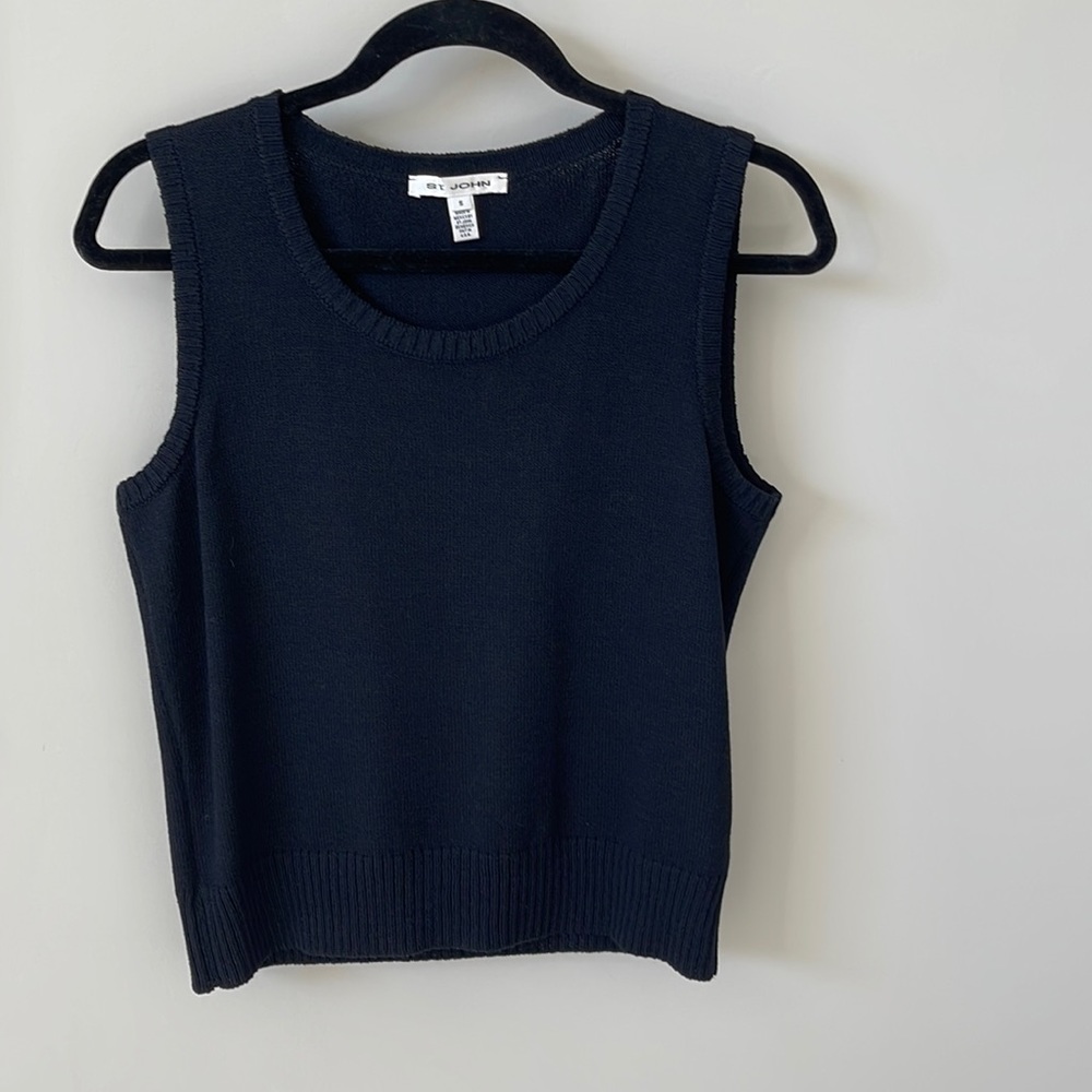 St John black knit tank top, size Small